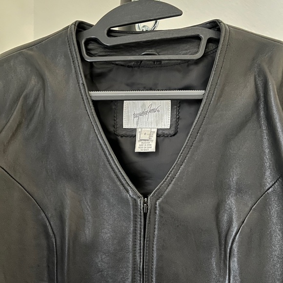 JACQUELINE FARRAR Black Leather Jacket and Skirt EUC - Picture 14 of 16